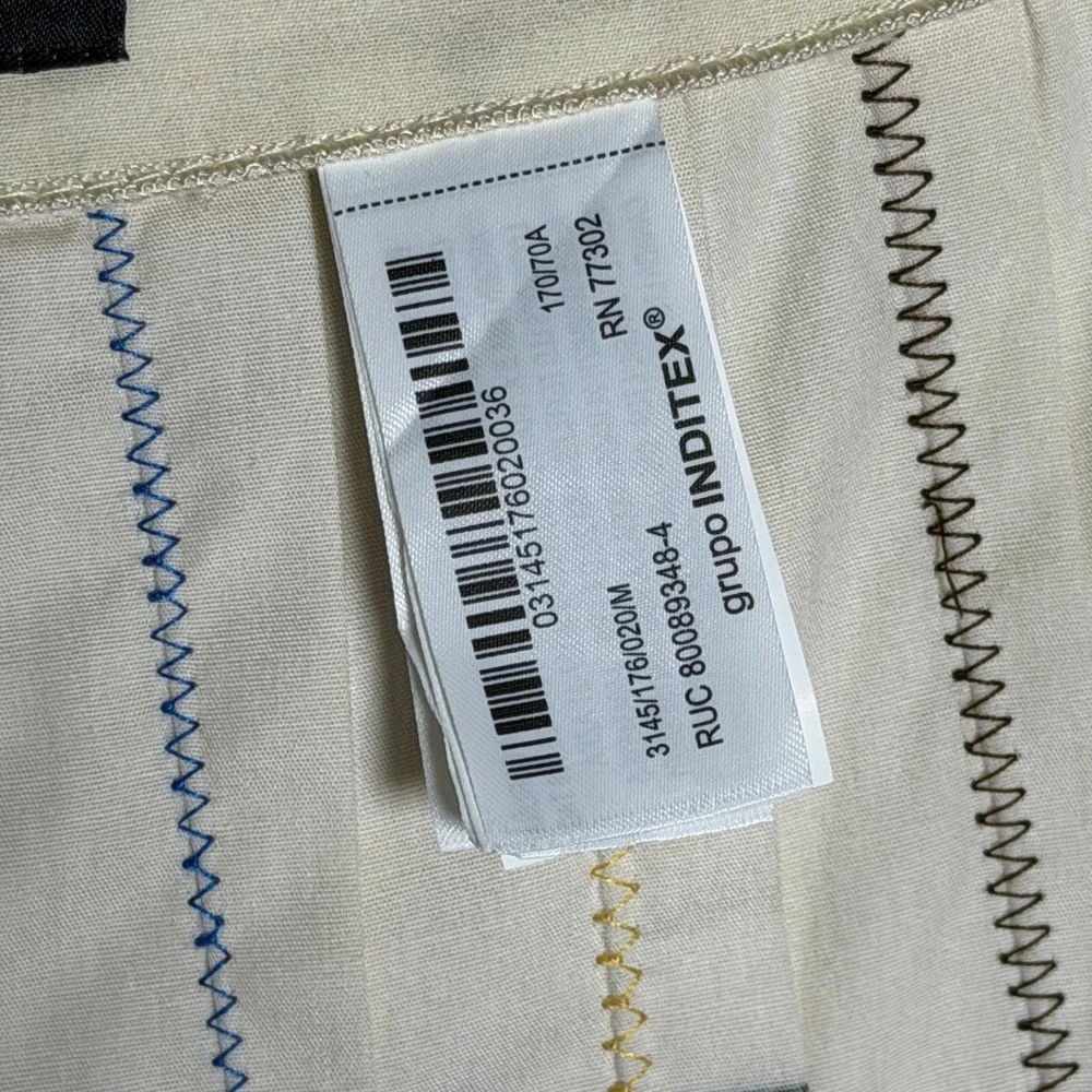 Zara Womens 100% Cotton Skirt M Artsy Multicolor Abstract Print Pleated Midi